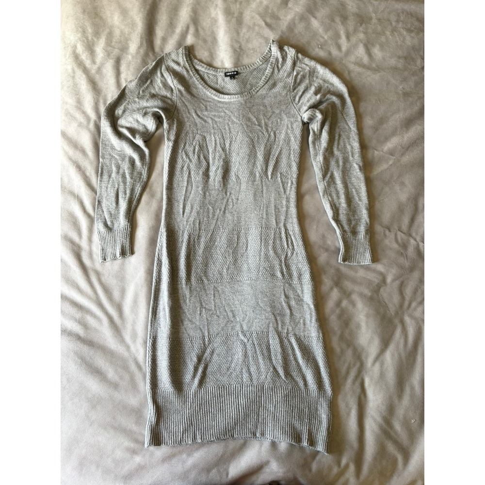 Torrid Gray Long Sleeve Textured Knit Scoop Neck Sweater Dress Plus Size 2 2X